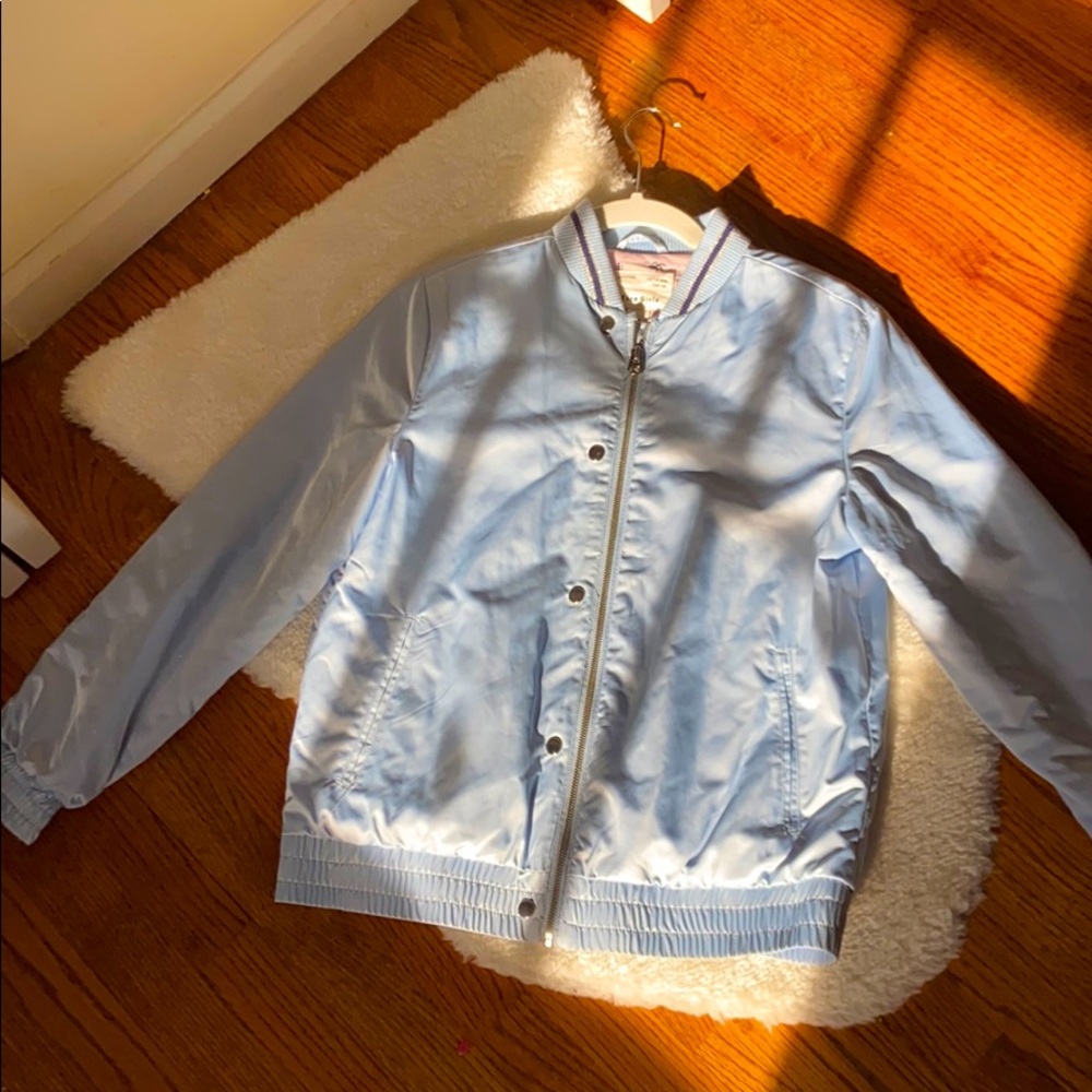 BLUE BOMBER JACKET, NEVER WORN, GREAT CONDITION!